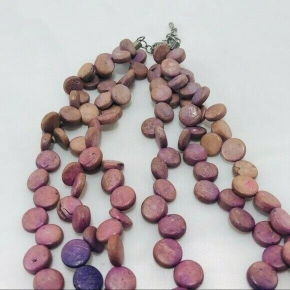 Women Layer Strand Necklace 15” 18” Retro Boho Purple Pink Gradients Two Tone - Picture 12 of 12
